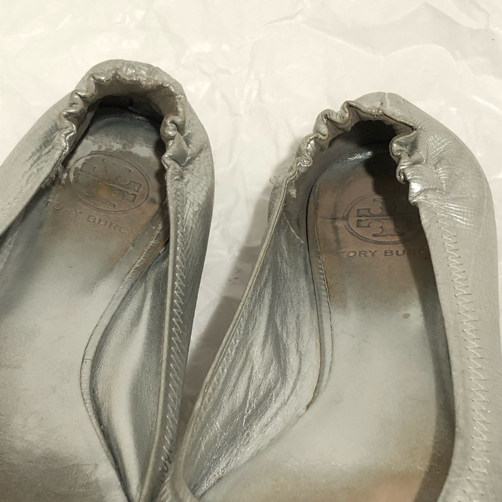 Tory Burch Metallic Silver Loafers - Picture 5 of 9